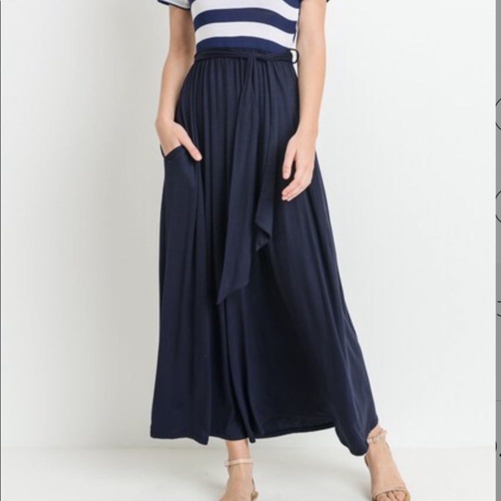 Navy Striped Maxi Summer Dress - Picture 2 of 2